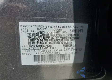 2025 Nissan Kicks Play S z USA, uszkodzony, nr VIN 3N1CP5BV0SL478295